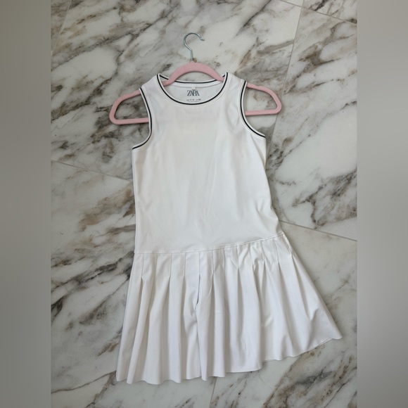 ZARA White Sleeveless Tennis Dress – Pleated Skirt- Girls Size 11–12 - Picture 2 of 5